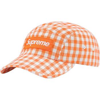 Orange Supreme Gingham Camp Cap Hats | Supreme 513UT